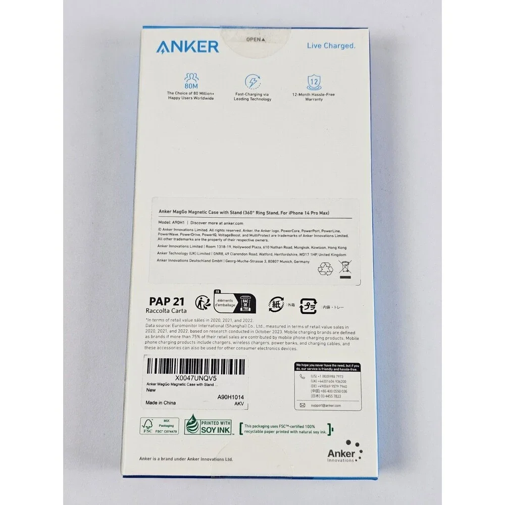 Anker Magnetic Matte Gray Case with Ring Stand Model A90H1 for iPhone 14 Pro Max